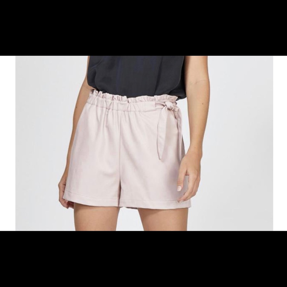 GREYLIN Gwen Vegan Leather Waist-Tie Shorts, Large